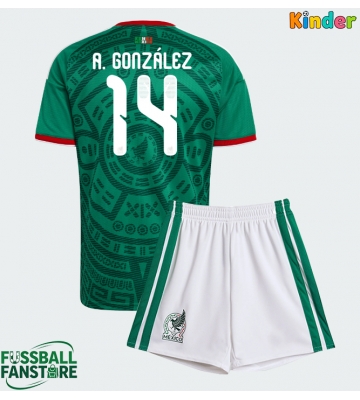 Mexiko Armando Gonzalez #14 Replik Heimtrikot Kinder WM 2026 Kurzarm (+ Kurze Hosen)